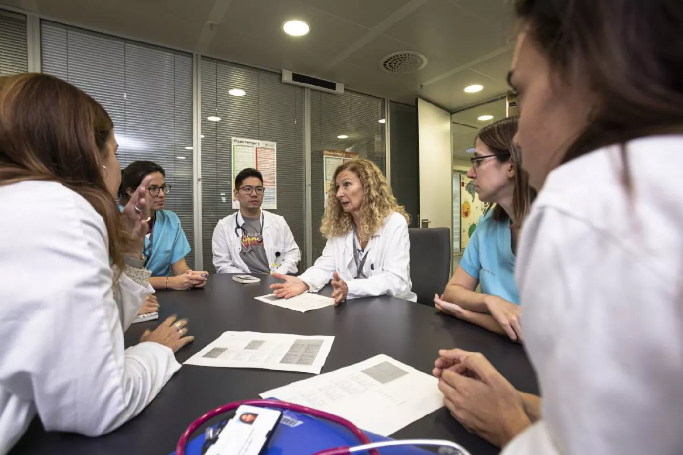 Una sesión de docencia a los MIR de Pediatría en el Hospital de Santa Creu i Sant Pau (Foto: Jaume Cosialls)
