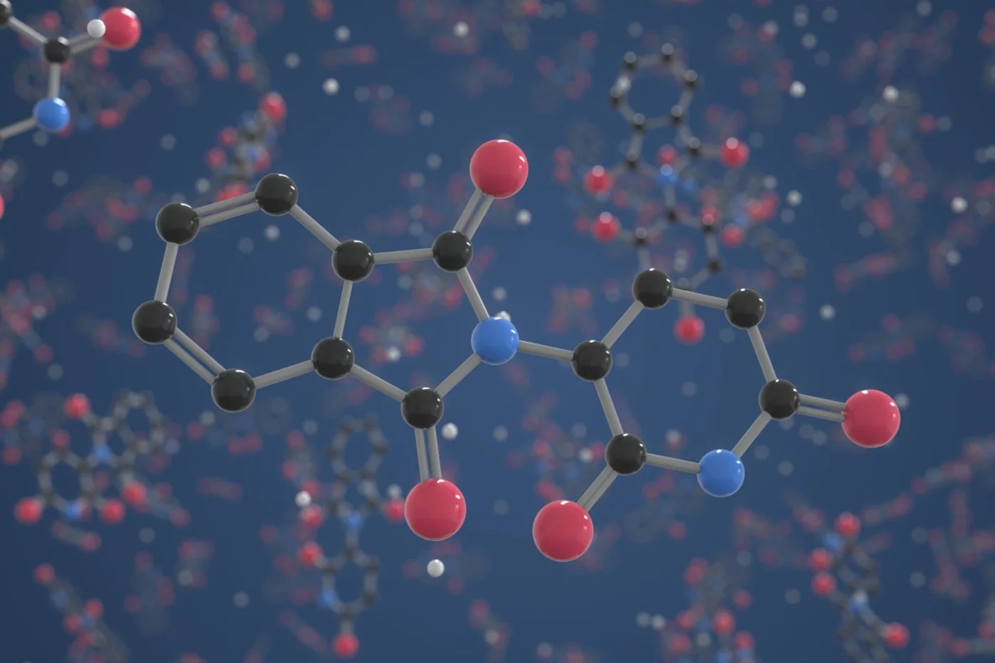 Molécula de talidomida en 3D. Ilustración: SHUTTERSTOCK