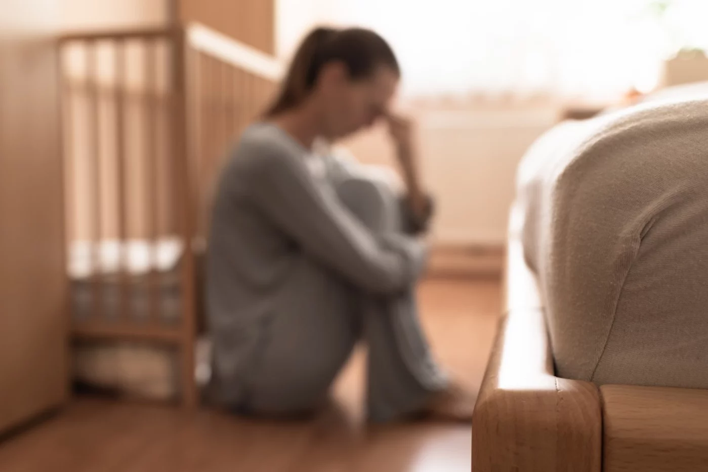 In postpartum depression, women experience sadness, guilt, worthlessness, and even, in severe cases, thoughts of harming themselves or their baby.