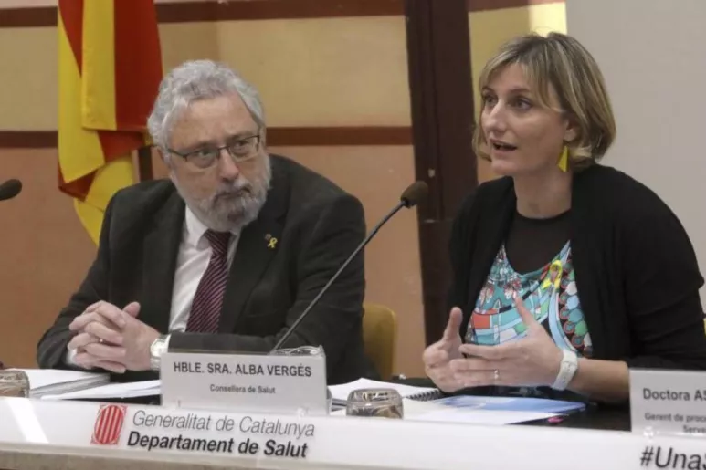 El secretario de Salud Pública, Joan Guix, y la consejera Alba Vergés.
