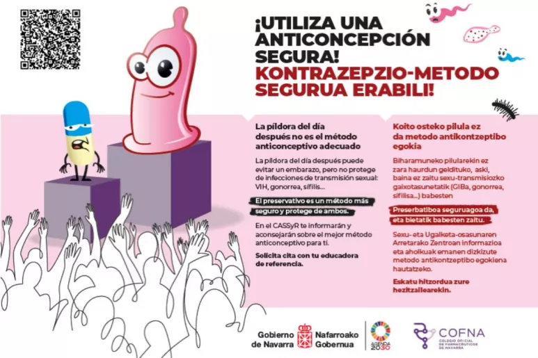 Cartel de la campaña sobre la píldora del día después puesta en marcha en farmacias de Navarra.