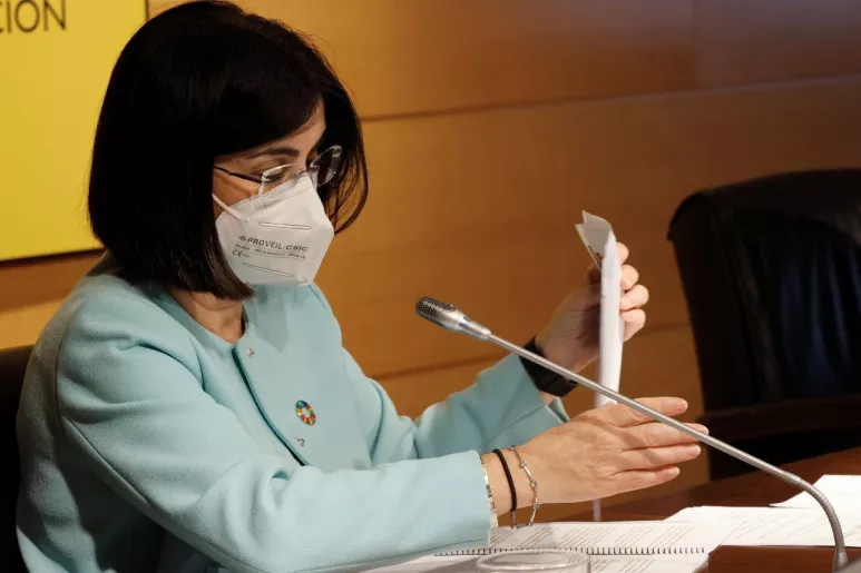 La ministra de Sanidad, Carolina Darias, durante la presentación del Plan de Recuperación, Transformación y Resilencia 