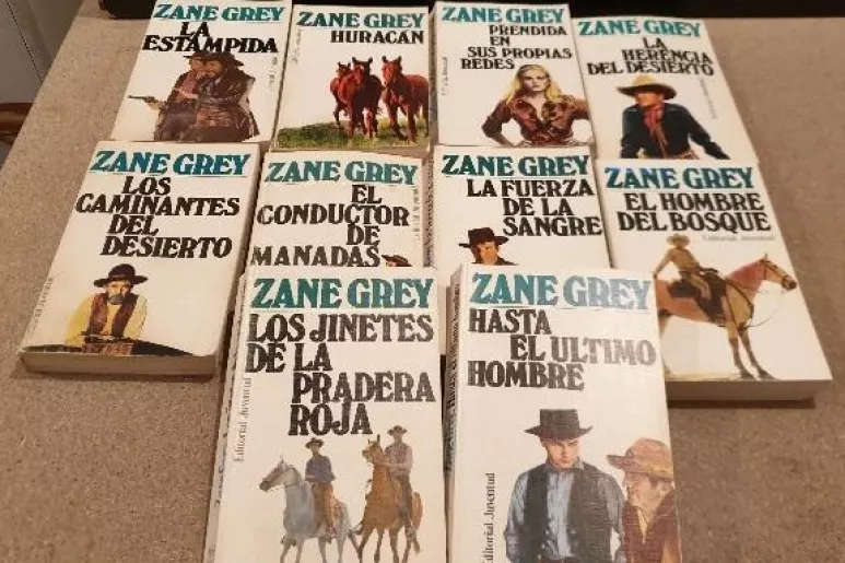Novelas del Oeste de Zane Grey.