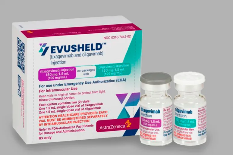 'Evusheld', de AstraZeneca, combina dos anticuerpos monoclonales: tixagevimab y cilgavimab.