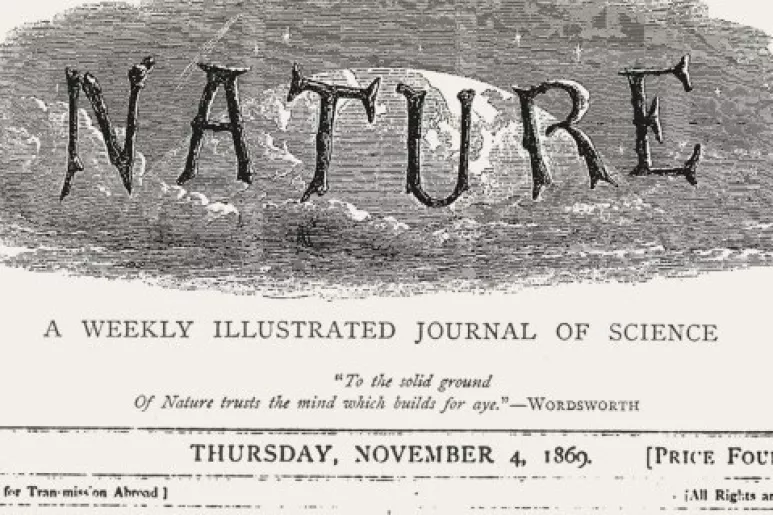 Cabecera del primer número de la revista 'Nature', 4 de noviembre de 1869.
