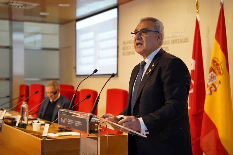 José María Rodríguez Vicente, secretario general de la OMC y miembro del Observatorio de Agresiones, expone, hoy, los datos correspondientes al ejercicio de 2022. Foto: CGCOM.