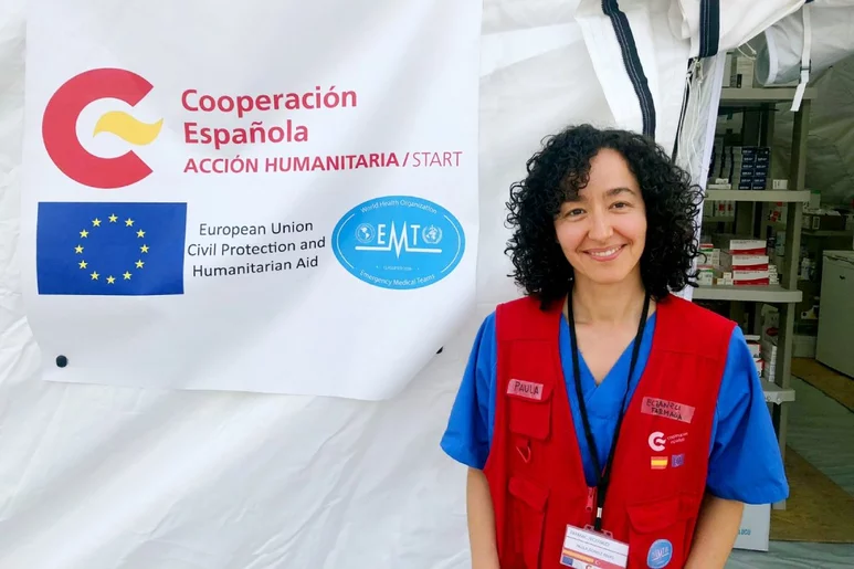 Paula Gómez, farmacéutica especialista del Hospital Universitario Miguel Servet (Zaragoza) es la responsable de la Farmacia del hospital de campaña que la Aecid tiene desplegado en Alejandreta (Turquía).