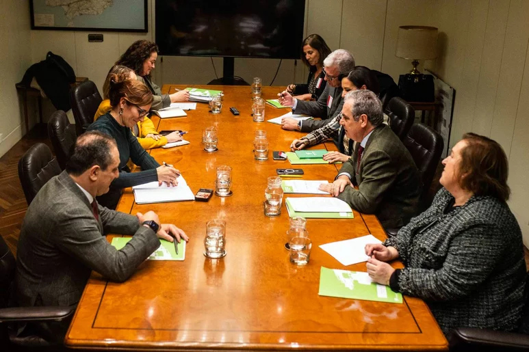 Reunión de la directiva del Consejo de COF con la ministra de Sanidad, Mónica García, este miércoles 17 de enero. Foto: CONSEJO DE COF.