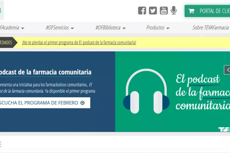 Página principal de 'www.tevafarmacia.es'.